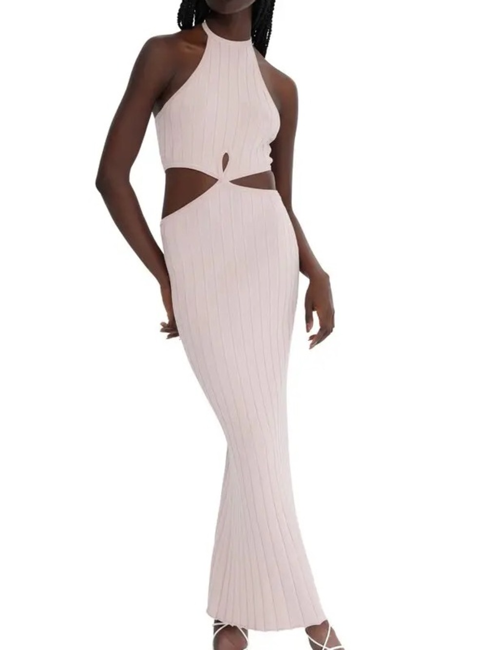 Significant Other Cutout Ribbed halter Maxi Dress in Pale Pink Sz 6